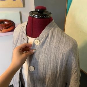 Zara Linen Light Blue Chic Spring Jacket XS